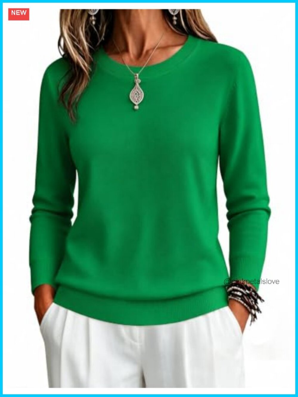 Women's Viscose Crewneck Long Sleeve Pullover Sweater